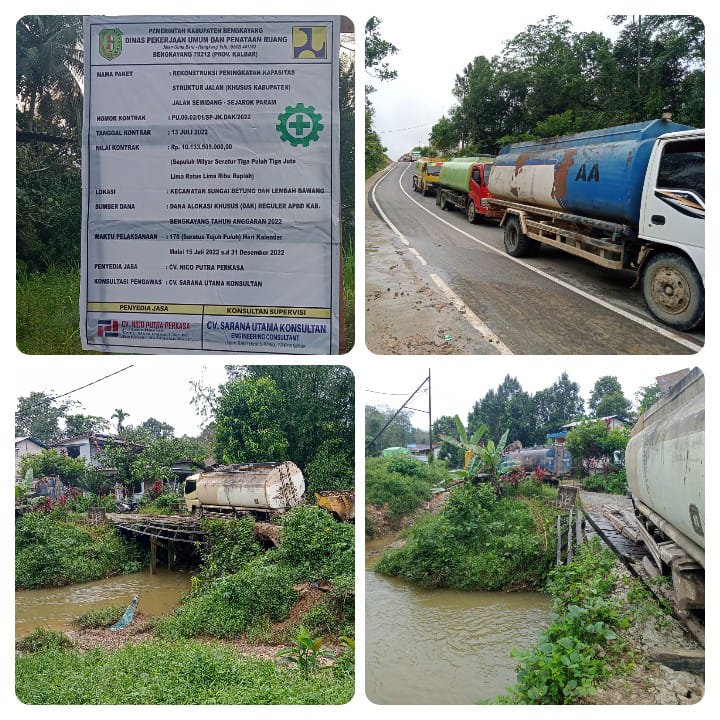 Jembatan Penghubung Antar Kecamatan Ambruk,Akibat Mobil CPO Kelebihan Muatan