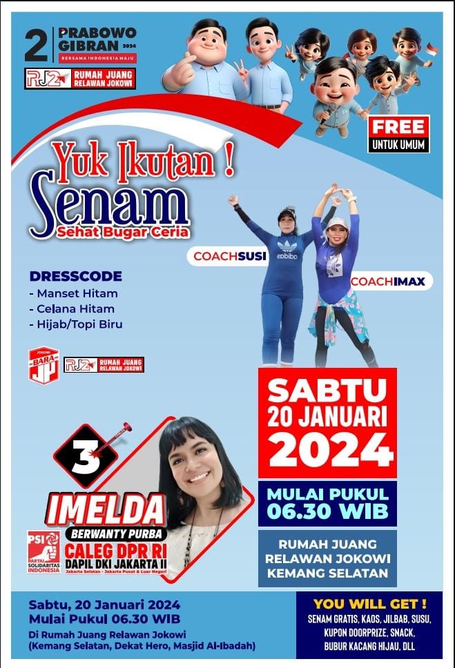 Bukti Cinta Kepada Prabowo – Gibran Ratusan Emak – Emak Melakukan Senam Gemoy Bersama RJ2