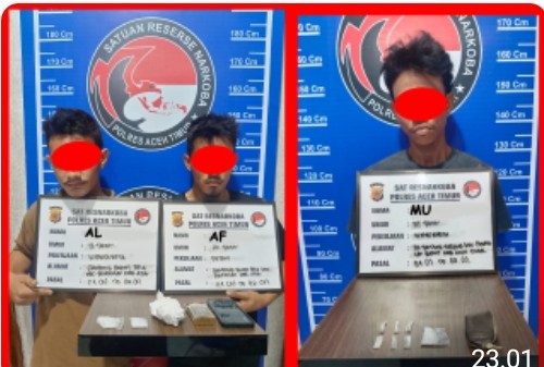 Satresnarkoba Polres Aceh Timur Amankan 3 Pelaku Penyalahgunaan Narkotika, 9 Paket Sabu Disita