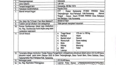 Kades Tanjung Bungin Jadi DPO Polres Karawang