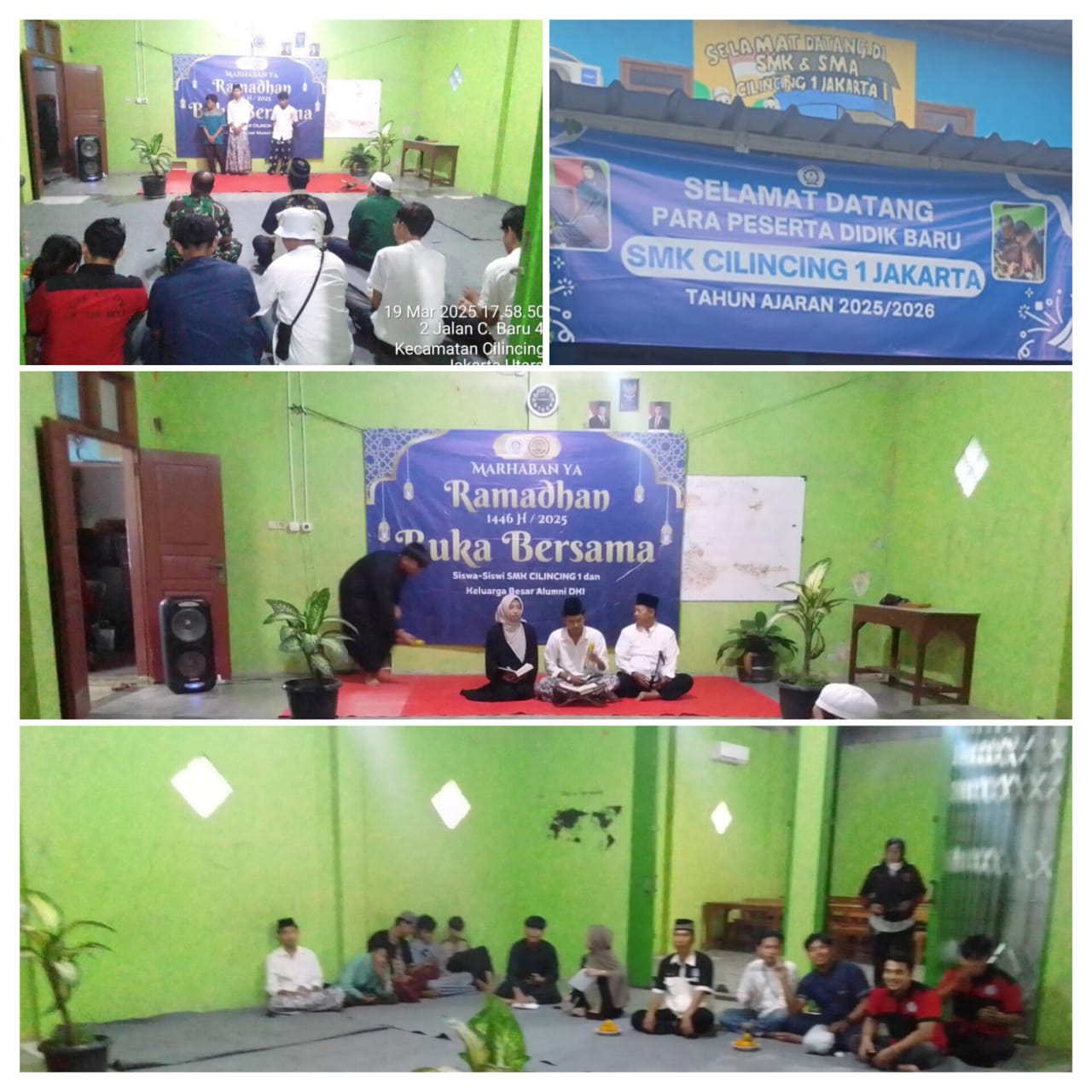 Ketua yayasan SMK Cilincing 1 Jakarta Utara memberikan santunan kepada anak yatim piatu 