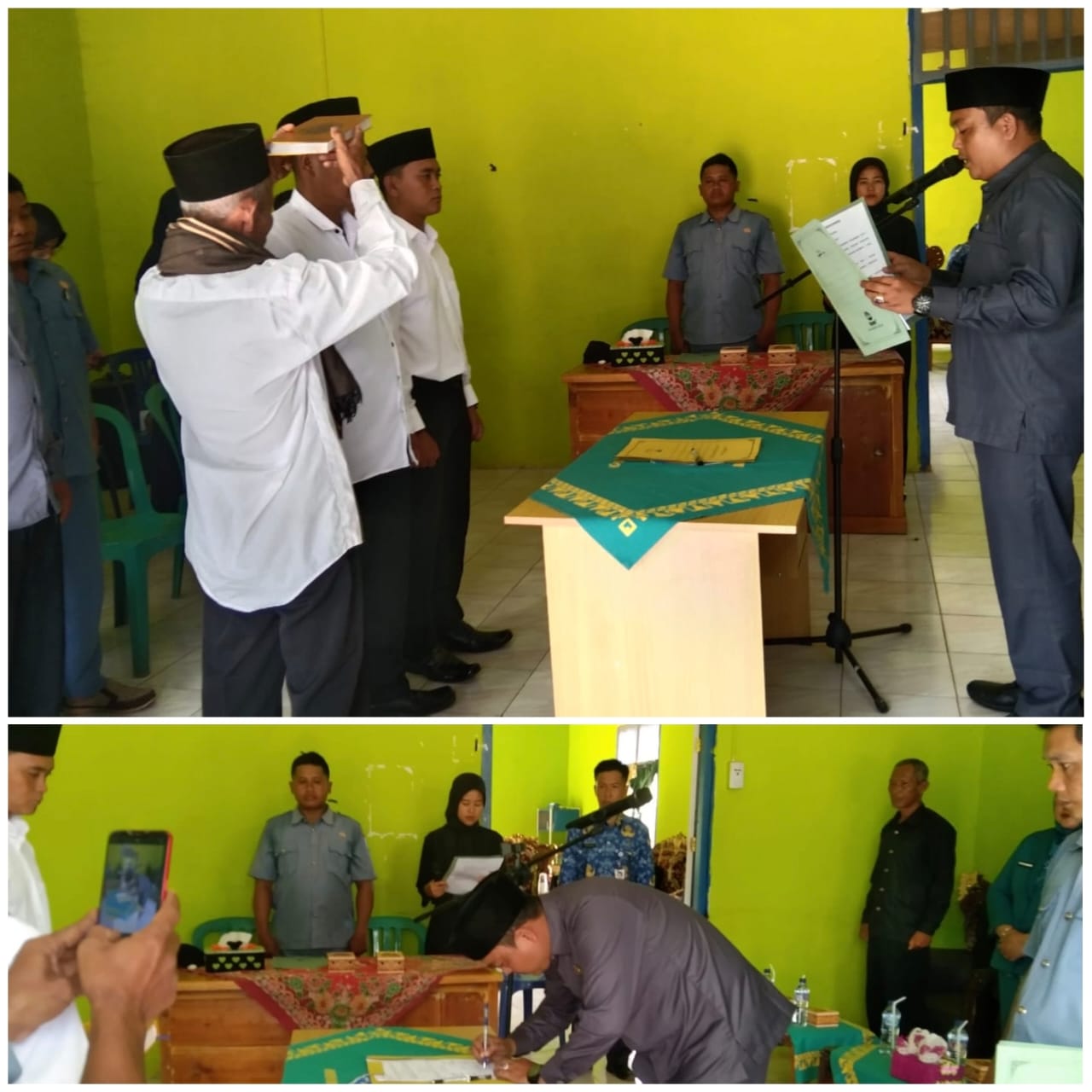 Pemerintah kampung tanjung harapan Lantik kasi kesra dan Kadus 01 selepas upacara HUT ke 26 way kanan