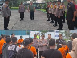 Kapolsek Serang Baru Pimpin Apel Persiapan Pengamanan dan Monitoring Keberangkatan Massa Buruh Menuju Monas Dalam Rangka Perayaan Mayday