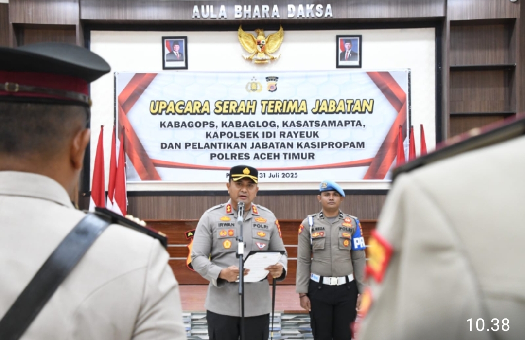 Kapolres Aceh Timur Pimpin Sertijab Kabag, Kasat, Kapolsek dan Pelantikan Kasipropam