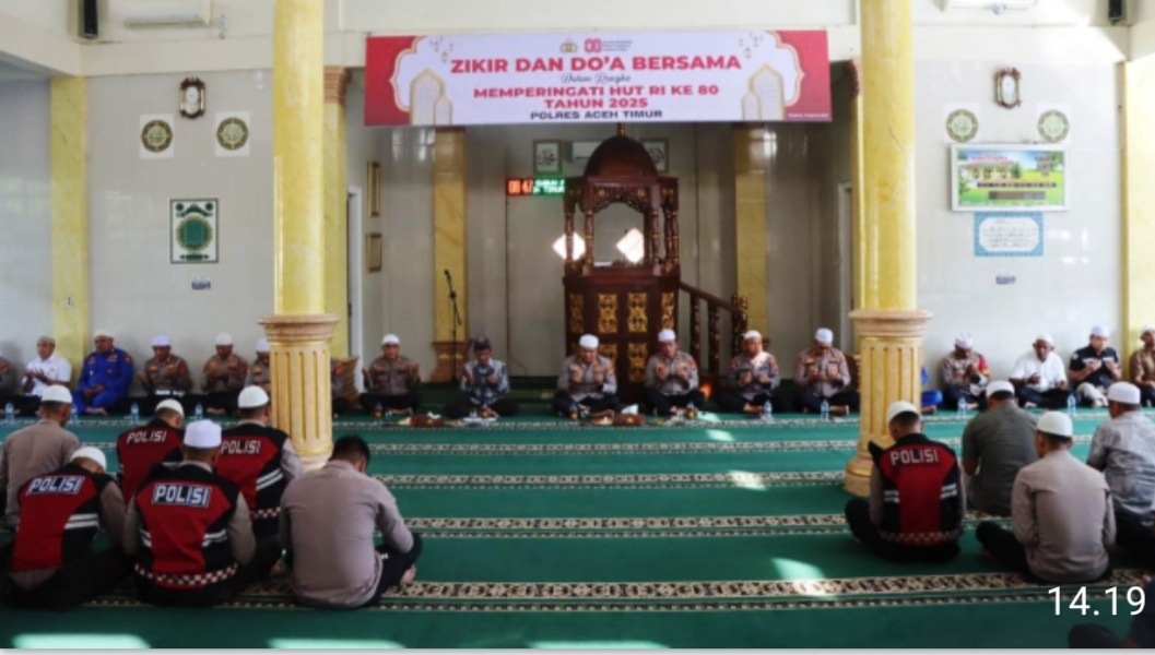 Polres Aceh Timur Gelar Dzikir dan Do’a Bersama Sambut HUT ke-80 Kemerdekaan RI