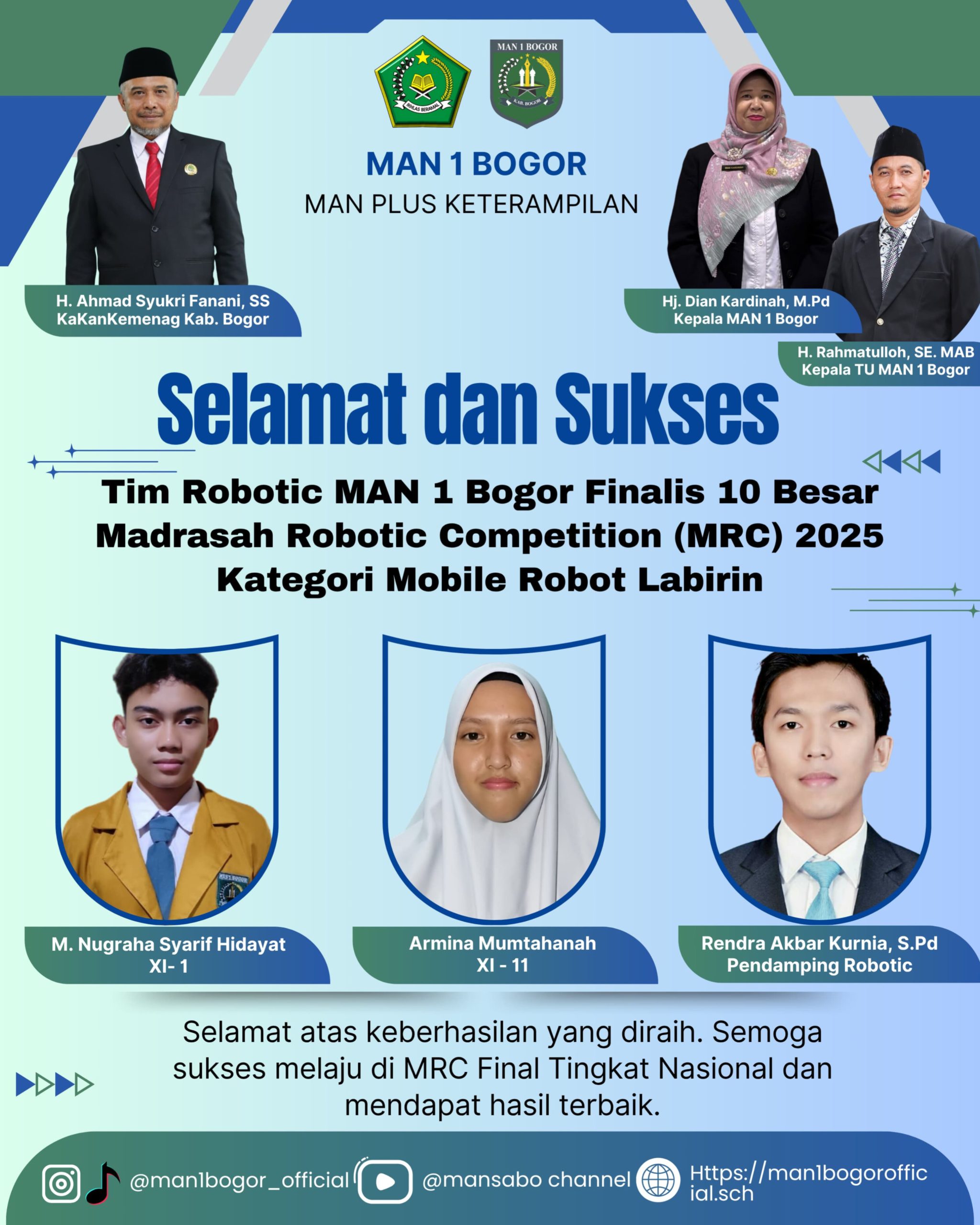 Dunia Sains Bangga, Tim Robotik Nassy MAN 1 Bogor Lolos Kompetisi Nasional