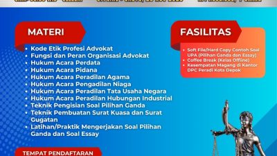 PERADI Depok Gelar Try Out Ujian Profesi Advokat 2026, Siapkan Peserta Lebih Matang Hadapi UPA
