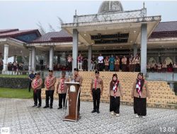 Wakil Bupati Aceh Timur Pimpin Upacara Jambore Pembukaan Jambore Walaupun Basah Kuyub.
