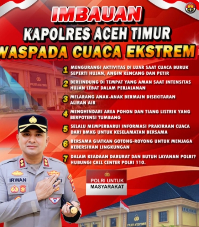 Imbauan Kapolres Aceh Timur Dalam Menghadapi Potensi Bencana di Musim Hujan