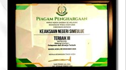 Kejari Simeulue Raih Penghargaan Terbaik III Bidang Intelijen Se-Aceh