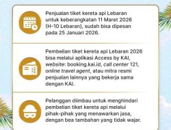 Kabar Gembira Bagi Masyarakat, KAI Akan Buka Pemesanan Tiket Lebaran, Catat Jadwalnya Agar Tidak Kehabisan