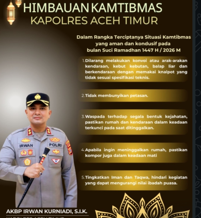 Kapolres Aceh Timur Imbau Warga Jaga Kondusivitas Selama Ramadhan 1447 H