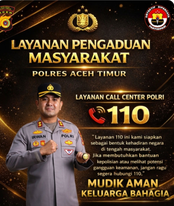 Ramadhan-Lebaran, Kapolres Aceh Timur Ingatkan Warga Manfaatkan Layanan Hotline Polisi 110