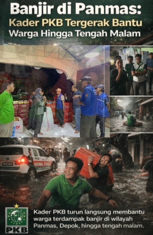 Kader PKB Turun Tengah Malam, Bantu Korban Banjir di Pancoran Mas