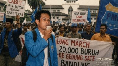 Pic ilustrasi, Iwan Setiawan saat masa menjadi Kader PMII UIN Bandung tahun 2023. (dok. Star7Tv/foto edit, Roni)